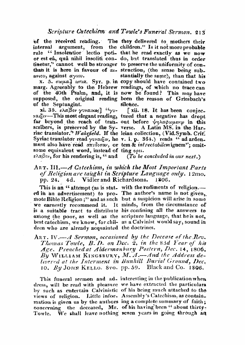 Monthly Repository (1806-1838) and Unitarian Chronicle (1832-1833): F Y, 1st edition - Untitled Article