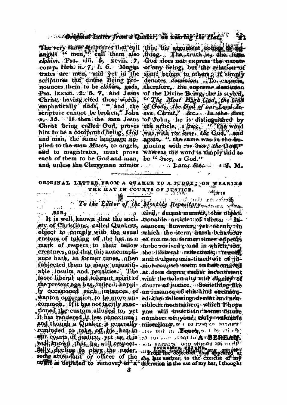 Monthly Repository (1806-1838) and Unitarian Chronicle (1832-1833): F Y, 1st edition - Untitled Article