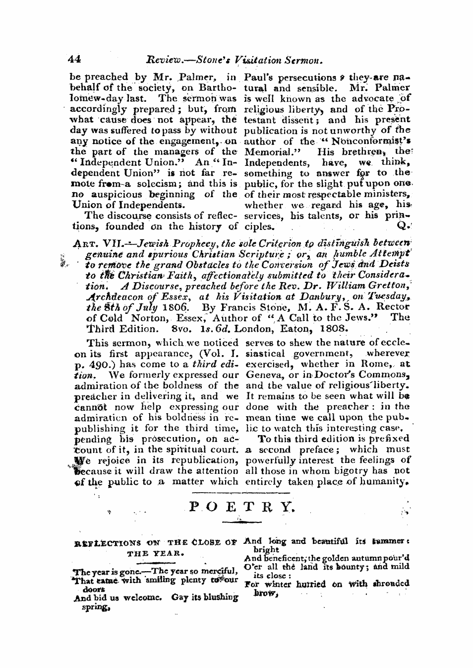 Monthly Repository (1806-1838) and Unitarian Chronicle (1832-1833): F Y, 1st edition - Untitled Article