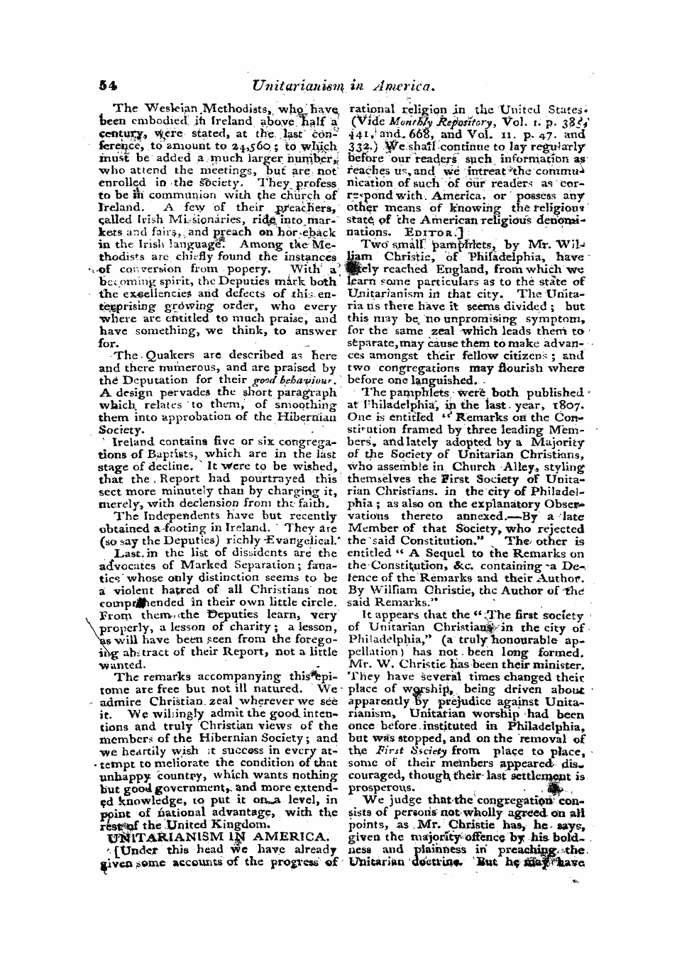 Monthly Repository (1806-1838) and Unitarian Chronicle (1832-1833): F Y, 1st edition - Untitled Article