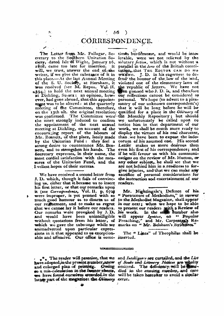 Monthly Repository (1806-1838) and Unitarian Chronicle (1832-1833): F Y, 1st edition - Untitled Article