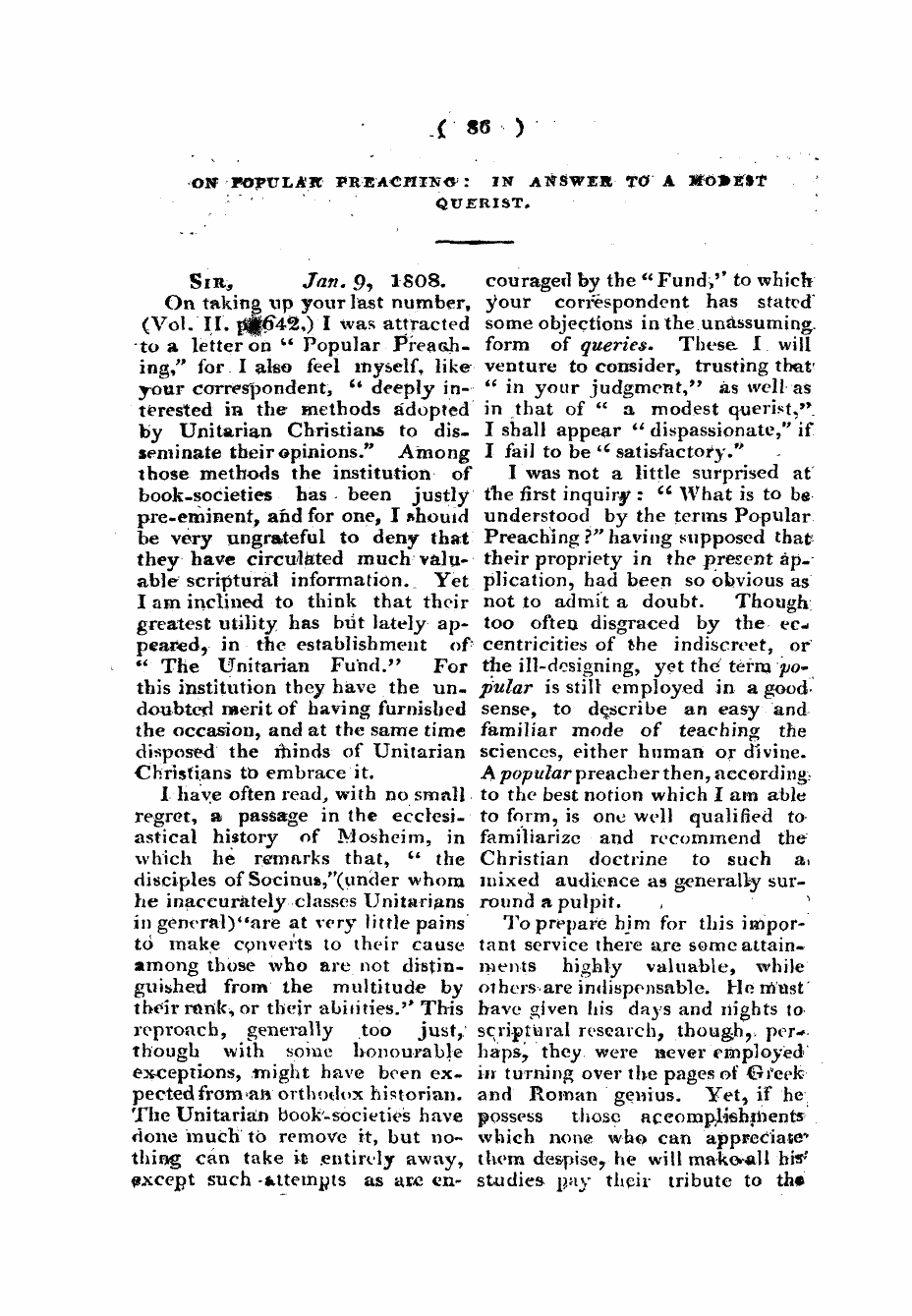 Monthly Repository (1806-1838) and Unitarian Chronicle (1832-1833): F Y, 1st edition - Untitled Article