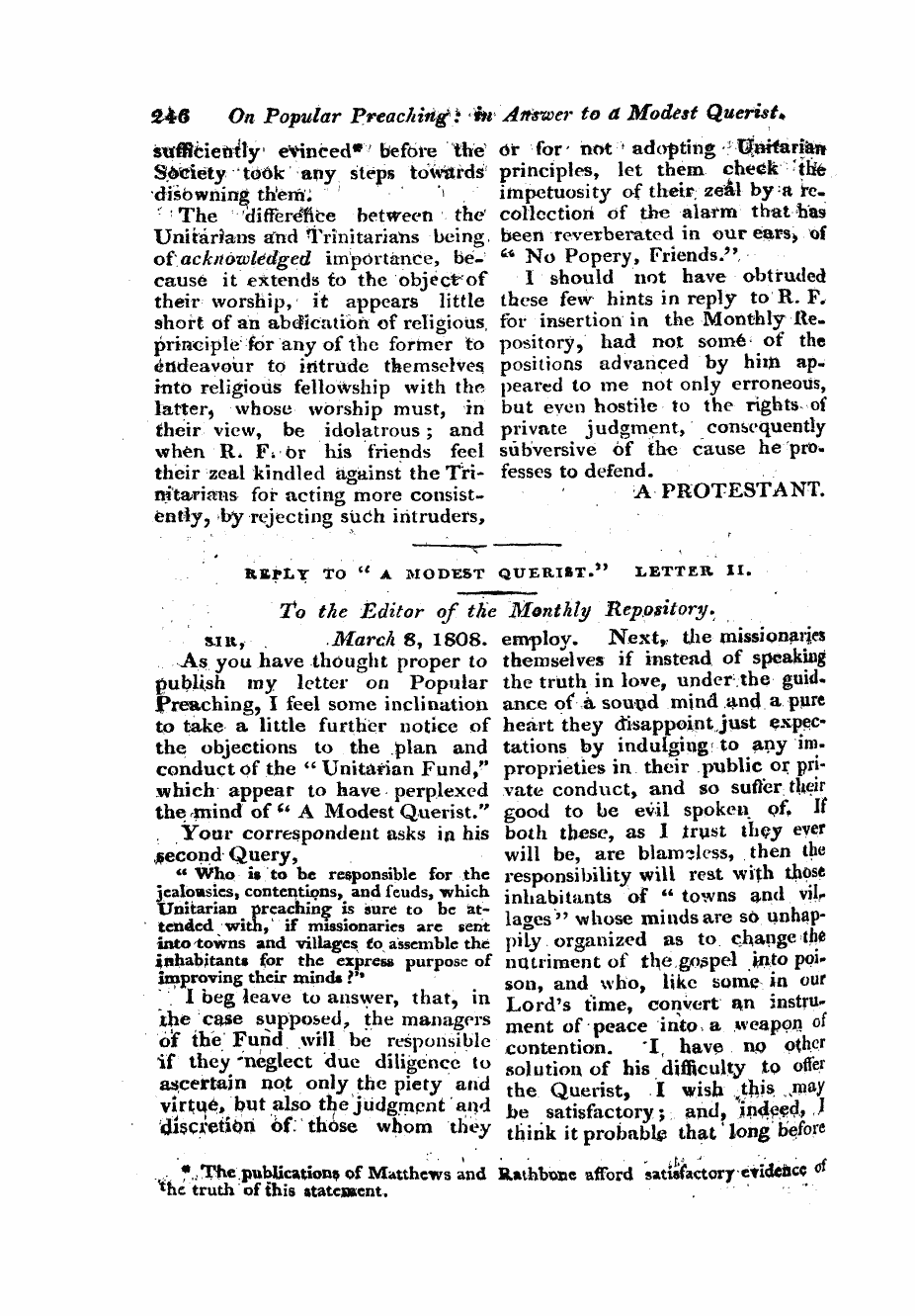 Monthly Repository (1806-1838) and Unitarian Chronicle (1832-1833): F Y, 1st edition - Untitled Article