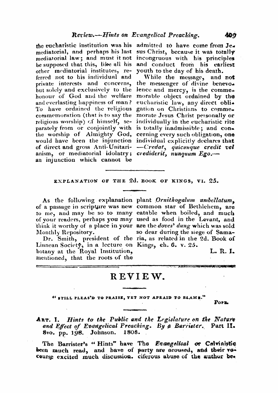 Monthly Repository (1806-1838) and Unitarian Chronicle (1832-1833): F Y, 1st edition - Untitled Article