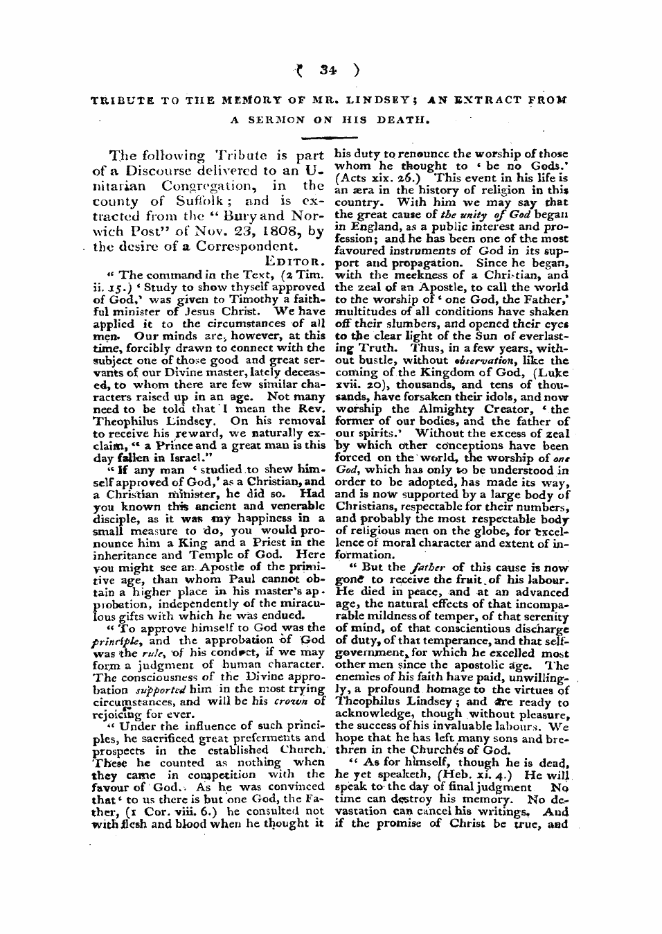 Monthly Repository (1806-1838) and Unitarian Chronicle (1832-1833): F Y, 1st edition - Untitled Article