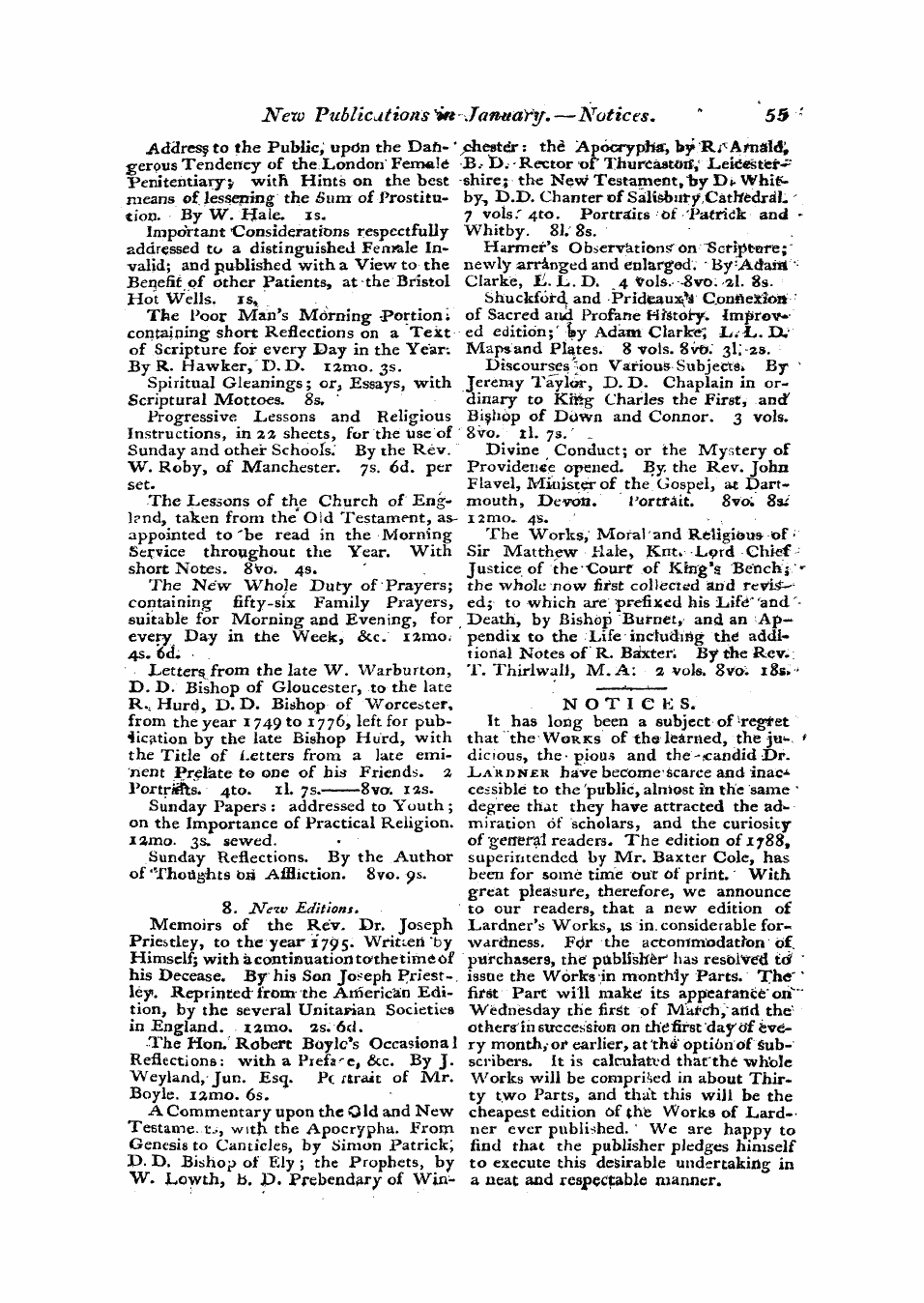 Monthly Repository (1806-1838) and Unitarian Chronicle (1832-1833): F Y, 1st edition: 55