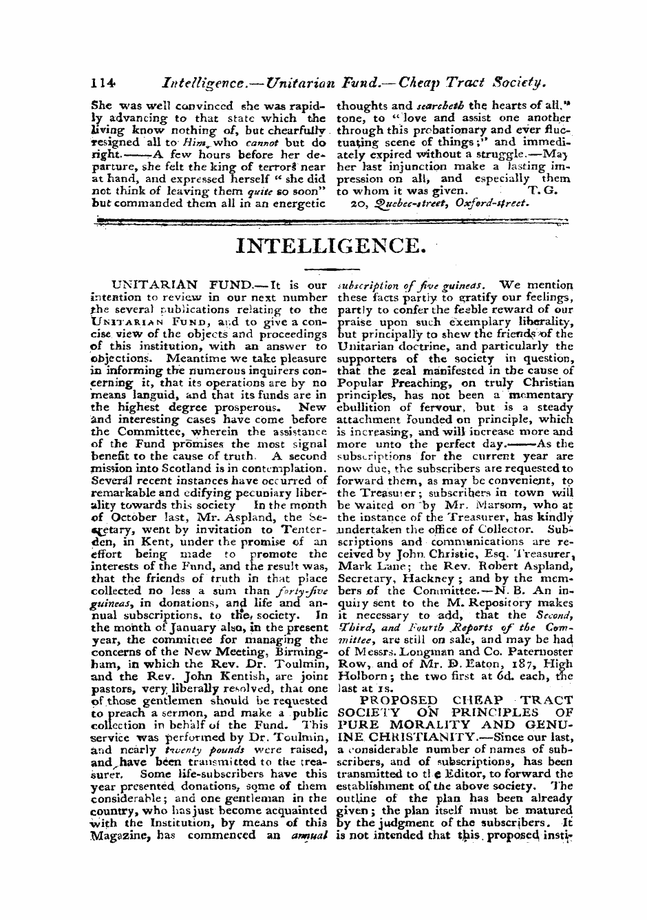 Monthly Repository (1806-1838) and Unitarian Chronicle (1832-1833): F Y, 1st edition - Untitled Article