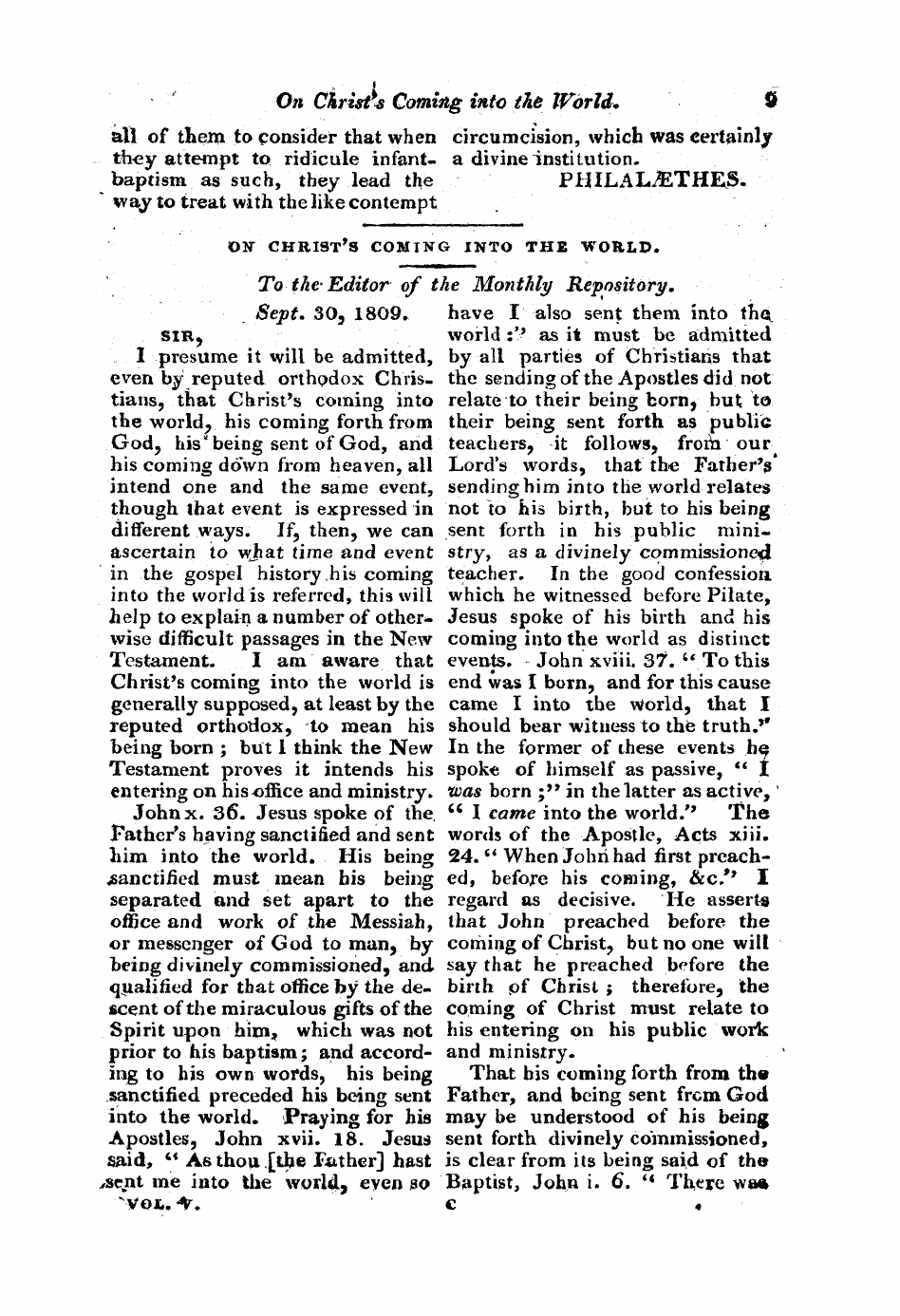 Monthly Repository (1806-1838) and Unitarian Chronicle (1832-1833): F Y, 1st edition: 9