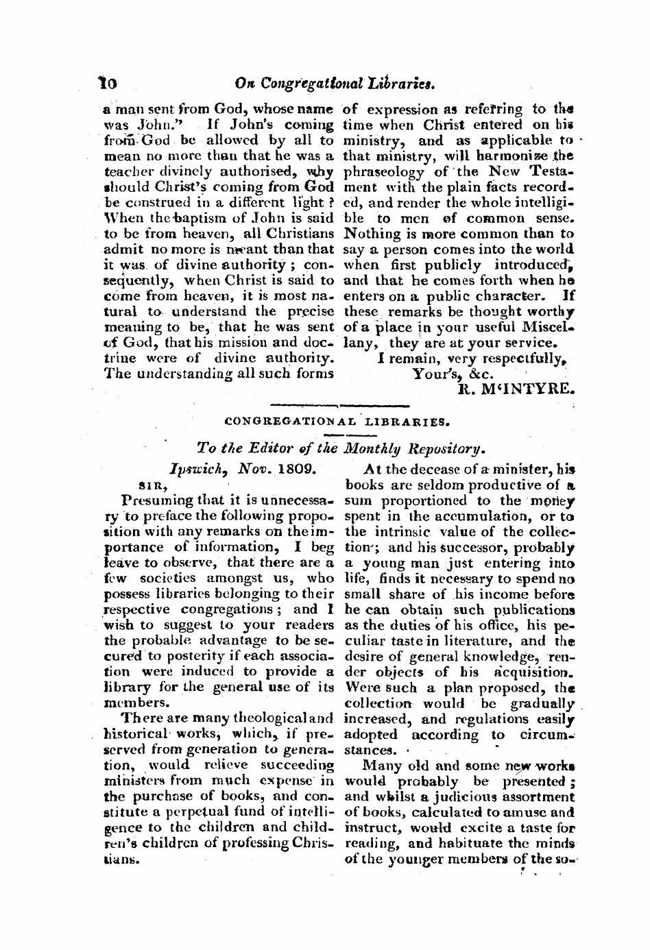 Monthly Repository (1806-1838) and Unitarian Chronicle (1832-1833): F Y, 1st edition - Untitled Article