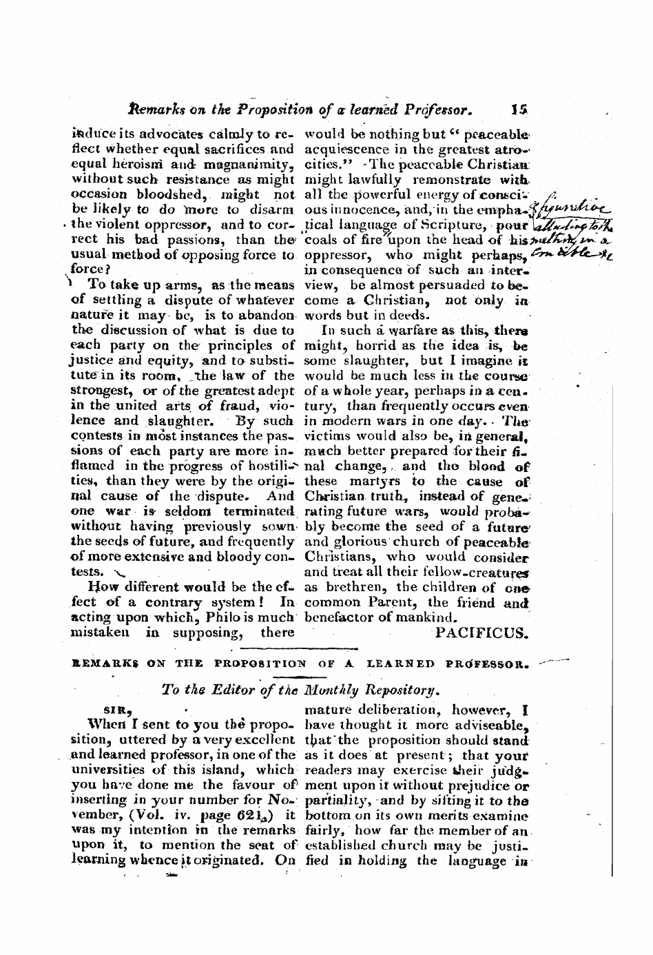 Monthly Repository (1806-1838) and Unitarian Chronicle (1832-1833): F Y, 1st edition - Untitled Article