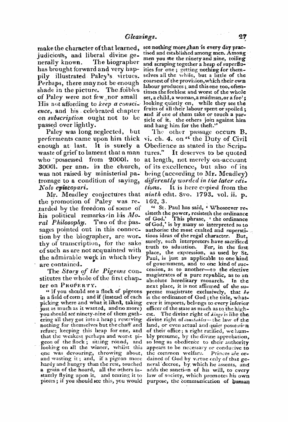 Monthly Repository (1806-1838) and Unitarian Chronicle (1832-1833): F Y, 1st edition: 27