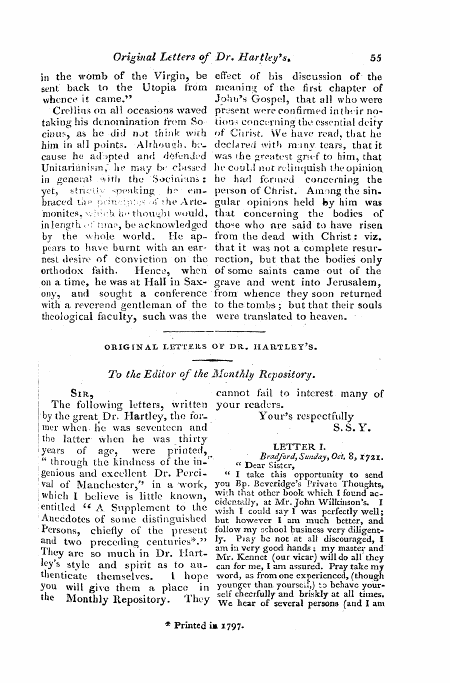 Monthly Repository (1806-1838) and Unitarian Chronicle (1832-1833): F Y, 1st edition: 7