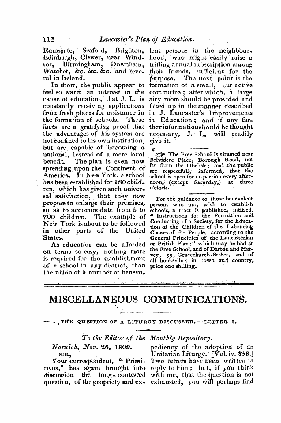 Monthly Repository (1806-1838) and Unitarian Chronicle (1832-1833): F Y, 1st edition - Miscellaneous Communications. ¦&Gt; \