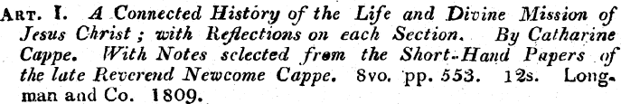 Art. I. A Connected History of the Life ...