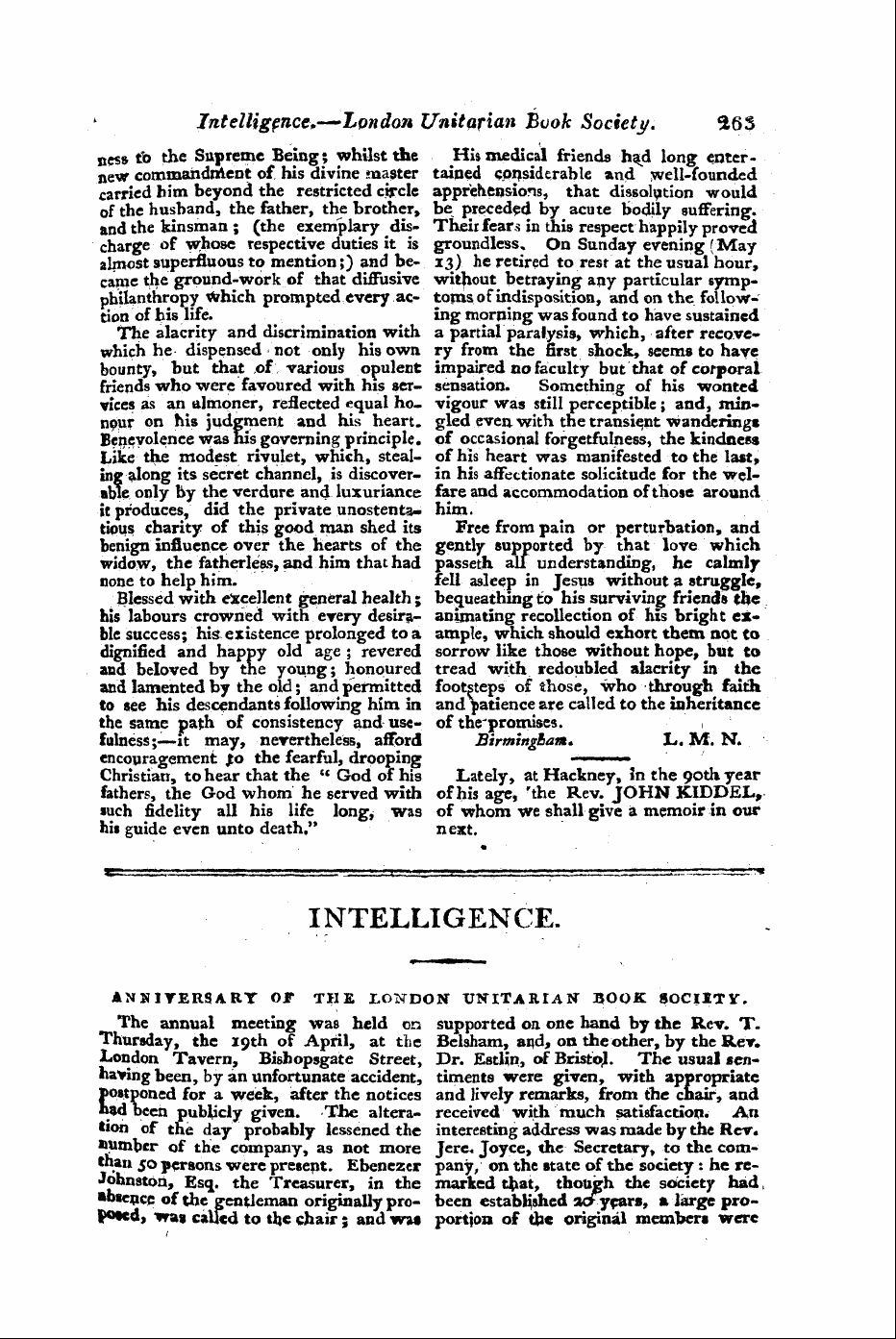 Monthly Repository (1806-1838) and Unitarian Chronicle (1832-1833): F Y, 1st edition - Lately, At Hackney, In The 90th Year Of ...