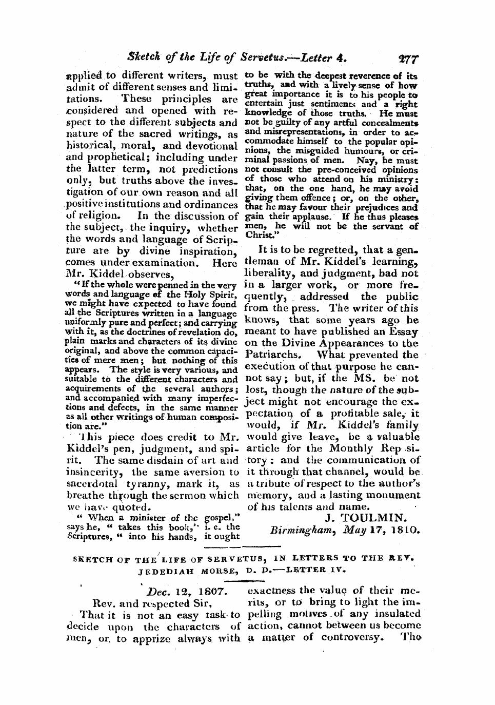 Monthly Repository (1806-1838) and Unitarian Chronicle (1832-1833): F Y, 1st edition - Untitled Article