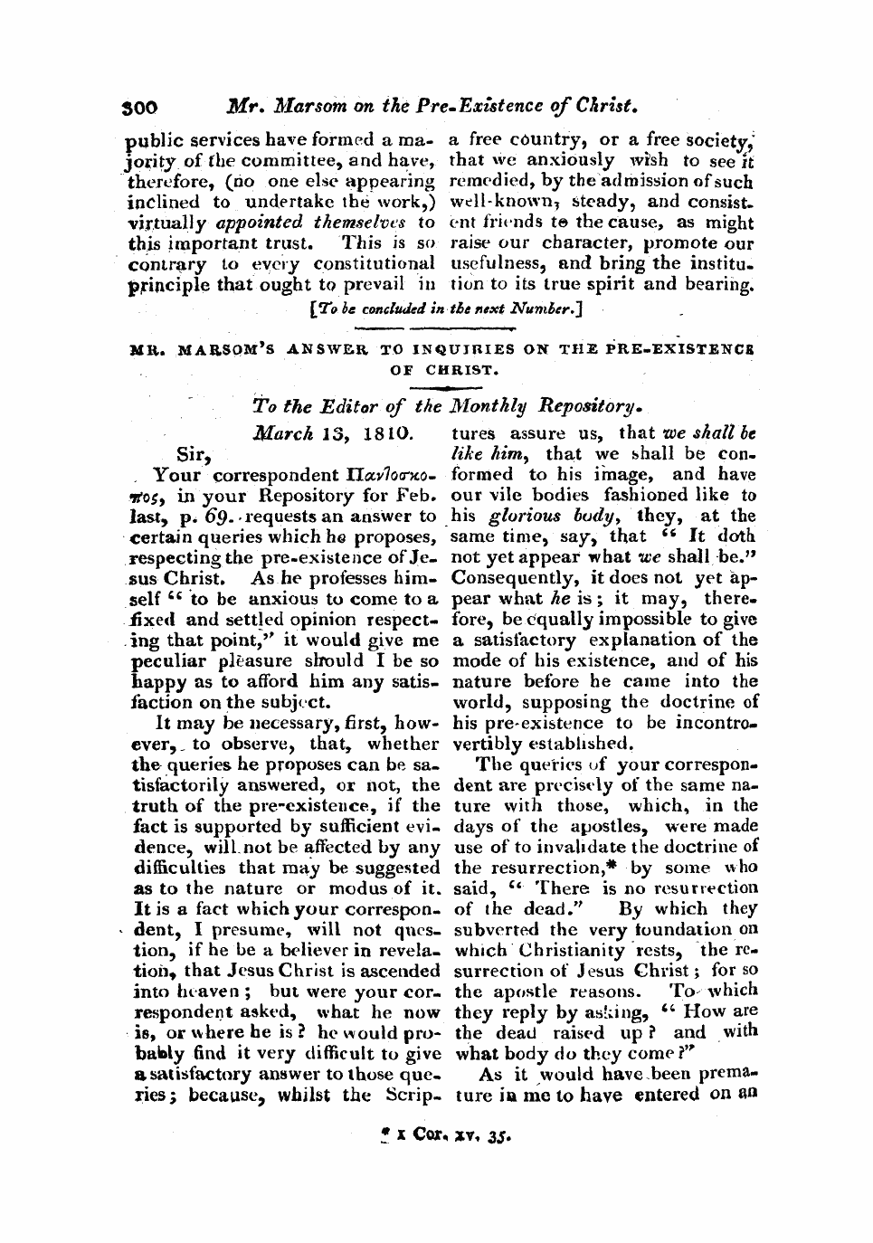 Monthly Repository (1806-1838) and Unitarian Chronicle (1832-1833): F Y, 1st edition - Untitled Article