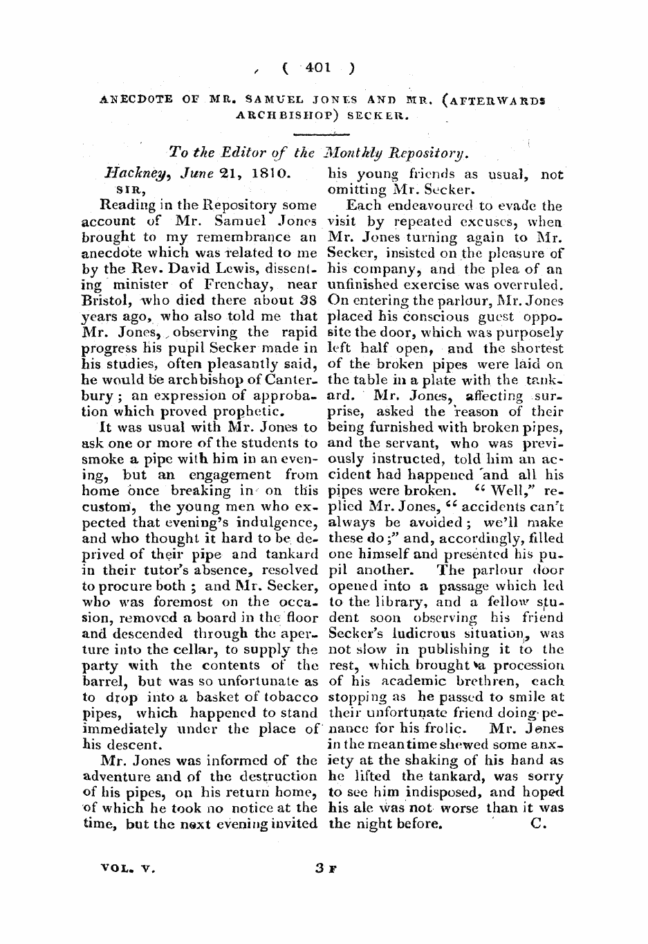 Monthly Repository (1806-1838) and Unitarian Chronicle (1832-1833): F Y, 1st edition - Untitled Article