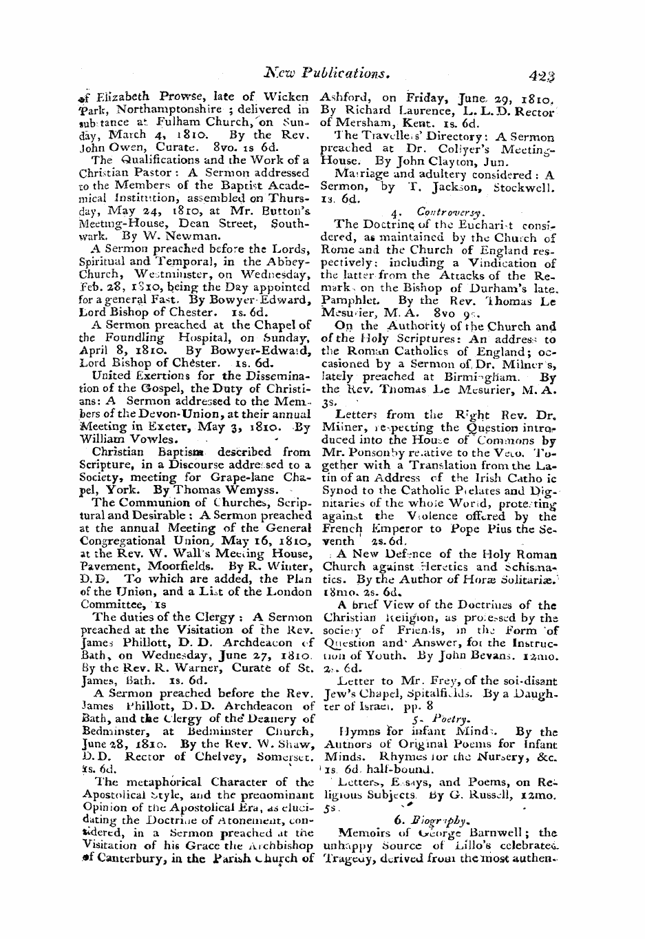 Monthly Repository (1806-1838) and Unitarian Chronicle (1832-1833): F Y, 1st edition - Untitled Article