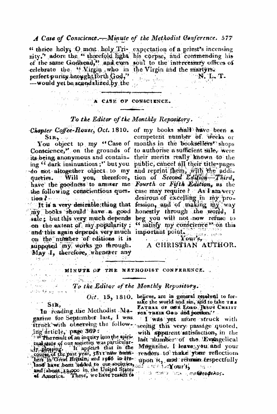 Monthly Repository (1806-1838) and Unitarian Chronicle (1832-1833): F Y, 1st edition: 5