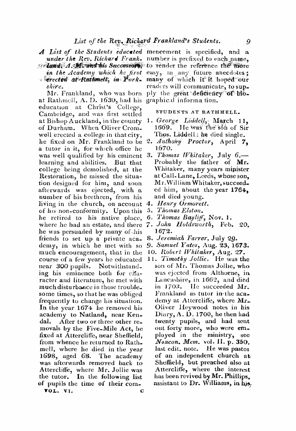 Monthly Repository (1806-1838) and Unitarian Chronicle (1832-1833): F Y, 1st edition: 9