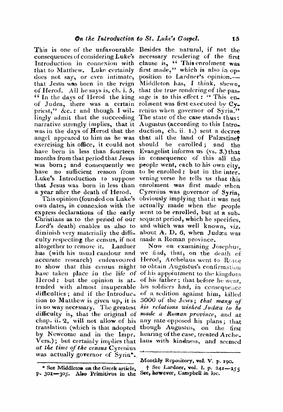 Monthly Repository (1806-1838) and Unitarian Chronicle (1832-1833): F Y, 1st edition - Untitled Article