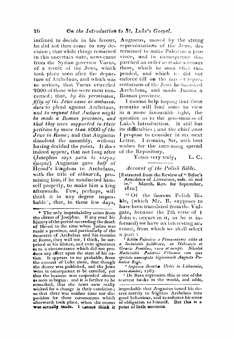 Monthly Repository (1806-1838) and Unitarian Chronicle (1832-1833): F Y, 1st edition - Untitled Article