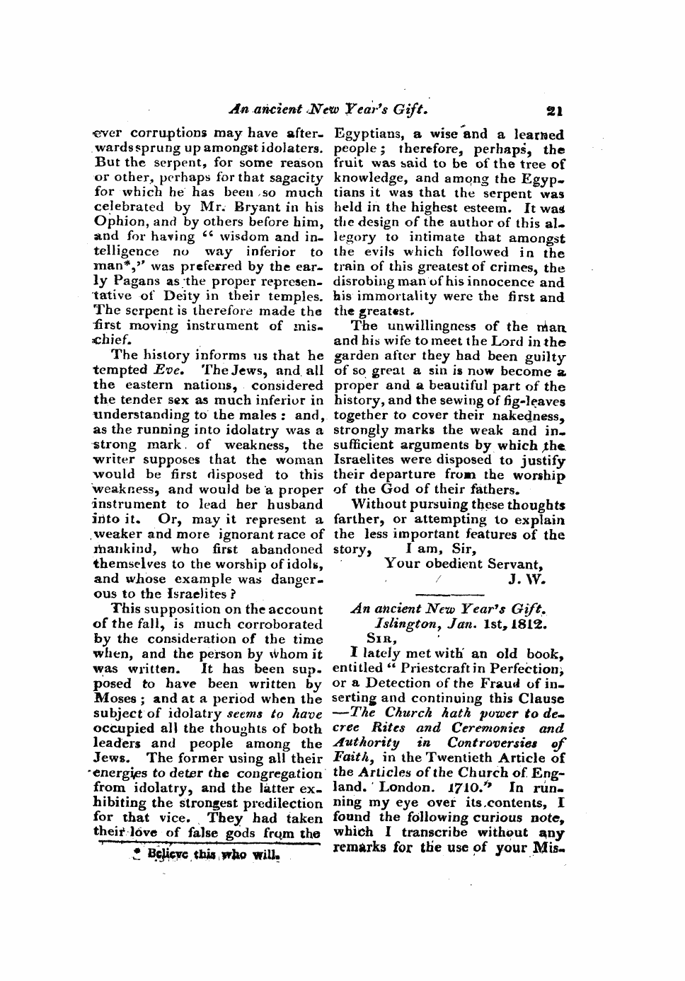 Monthly Repository (1806-1838) and Unitarian Chronicle (1832-1833): F Y, 1st edition - Untitled Article