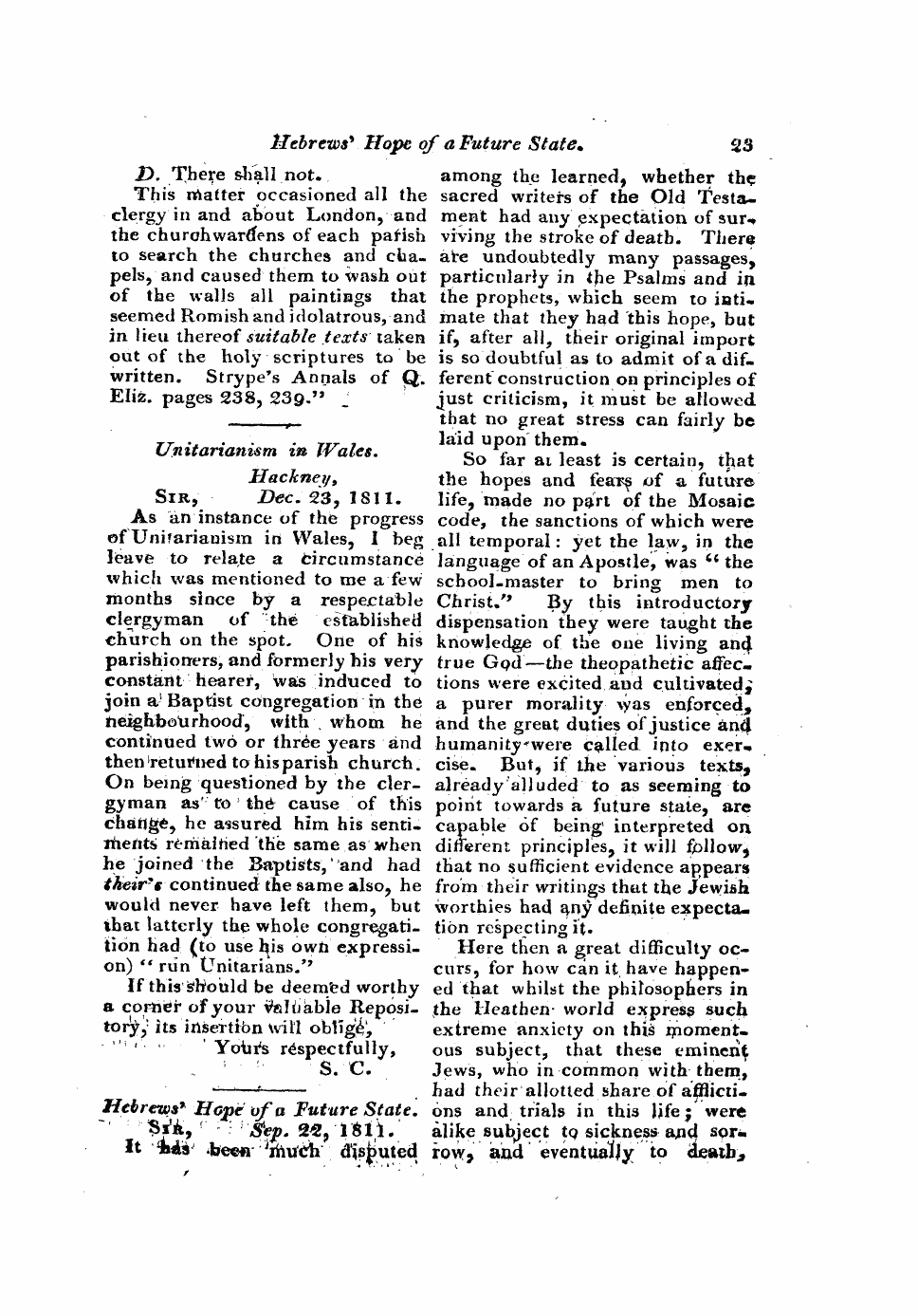 Monthly Repository (1806-1838) and Unitarian Chronicle (1832-1833): F Y, 1st edition - Untitled Article