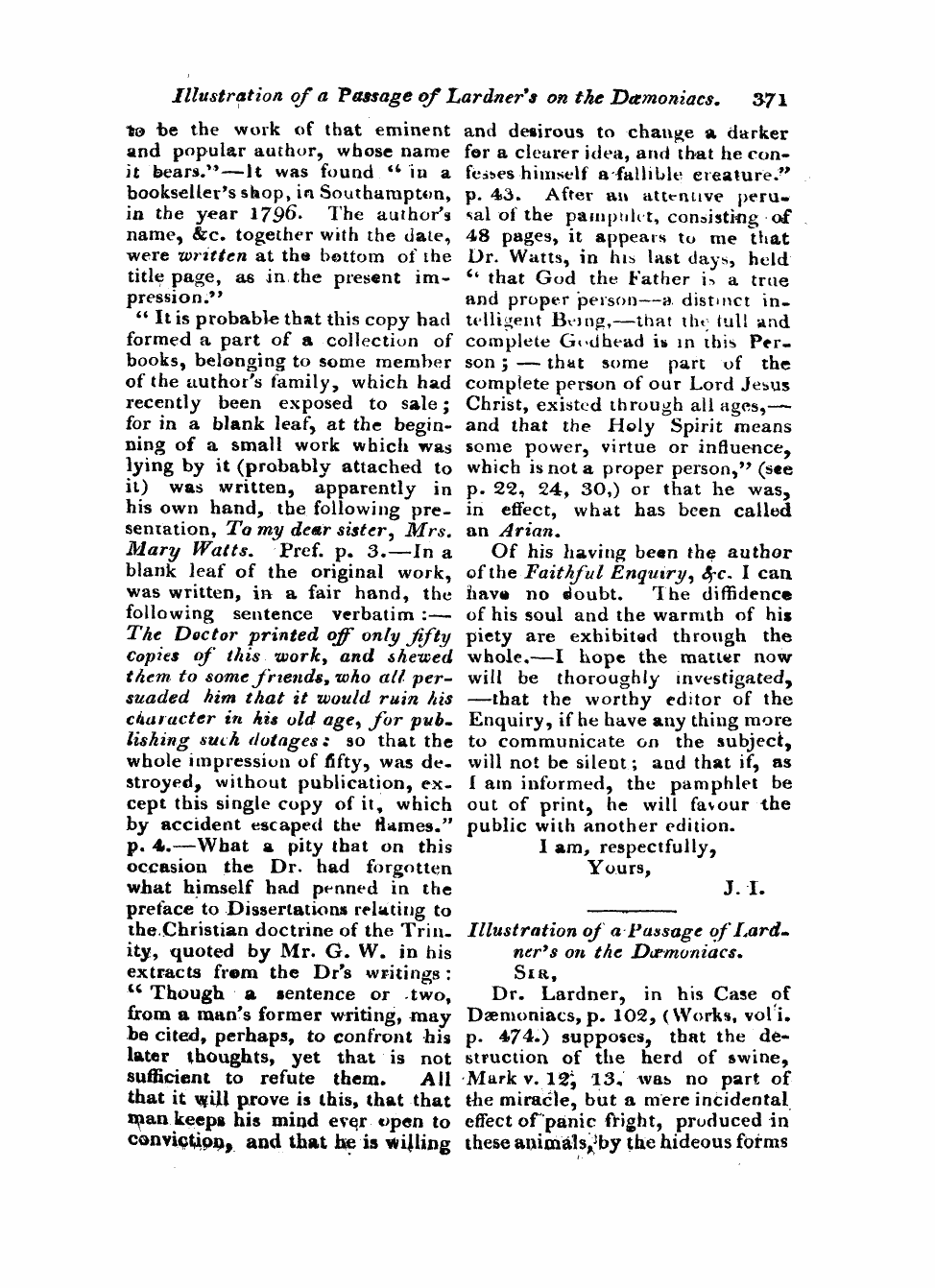 Monthly Repository (1806-1838) and Unitarian Chronicle (1832-1833): F Y, 1st edition - Untitled Article