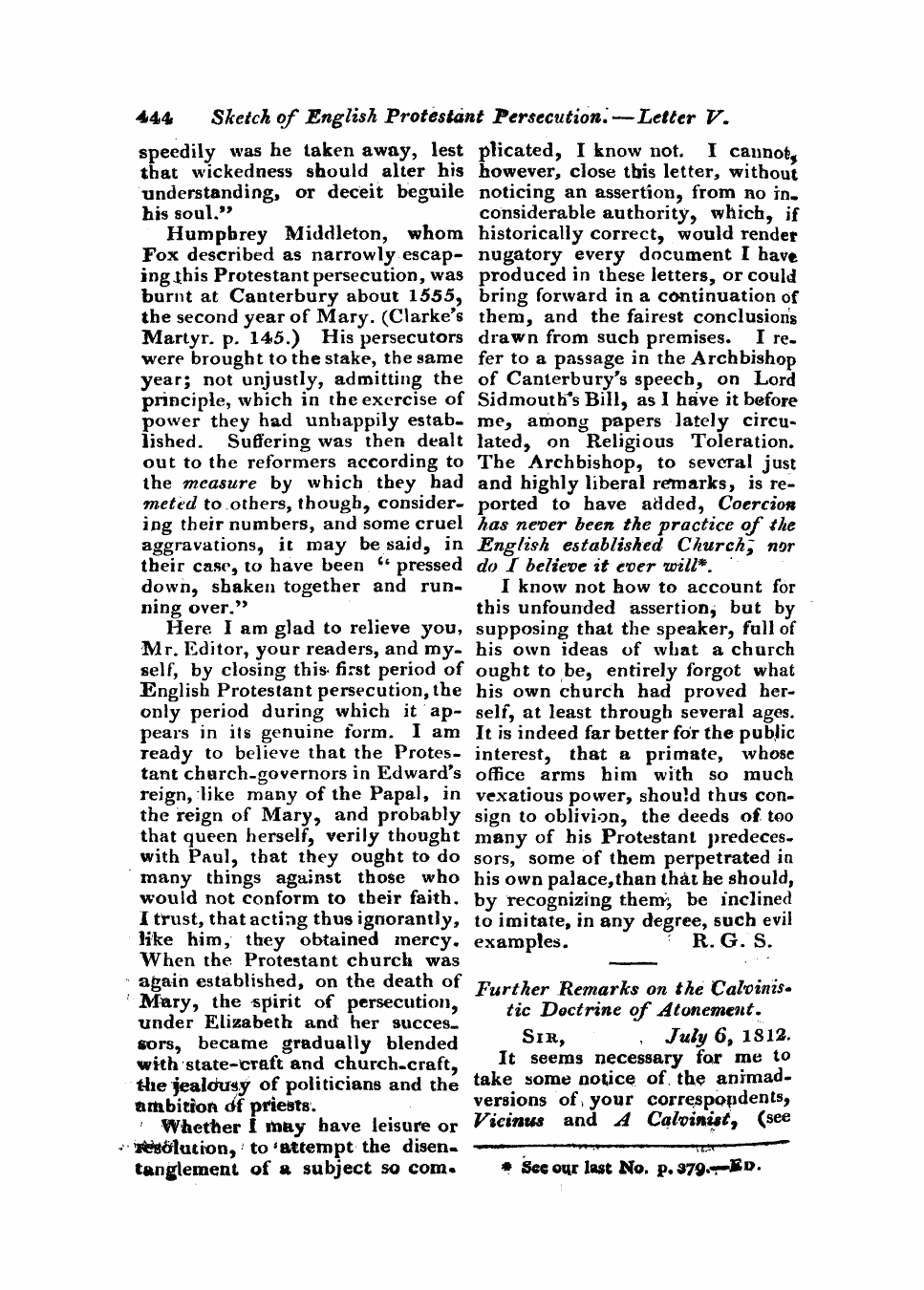 Monthly Repository (1806-1838) and Unitarian Chronicle (1832-1833): F Y, 1st edition: 36