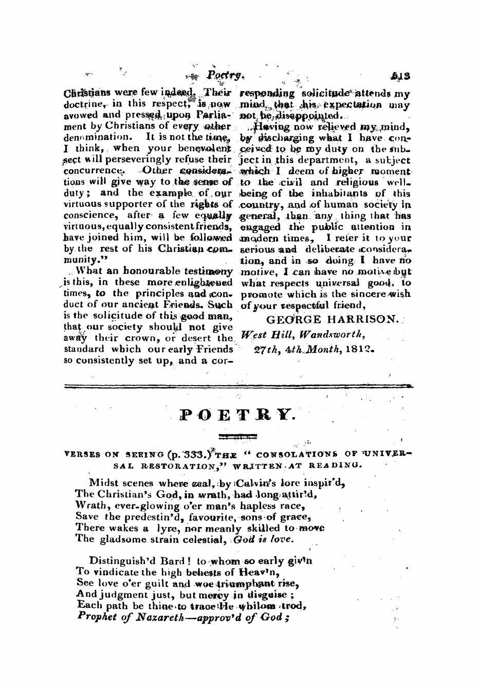 Monthly Repository (1806-1838) and Unitarian Chronicle (1832-1833): F Y, 1st edition - Untitled Article