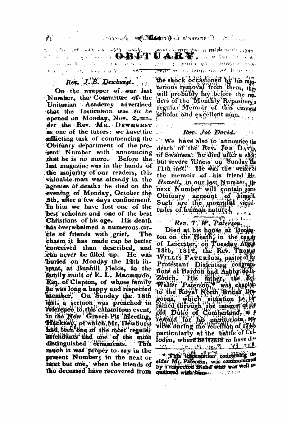 Monthly Repository (1806-1838) and Unitarian Chronicle (1832-1833): F Y, 1st edition: 48