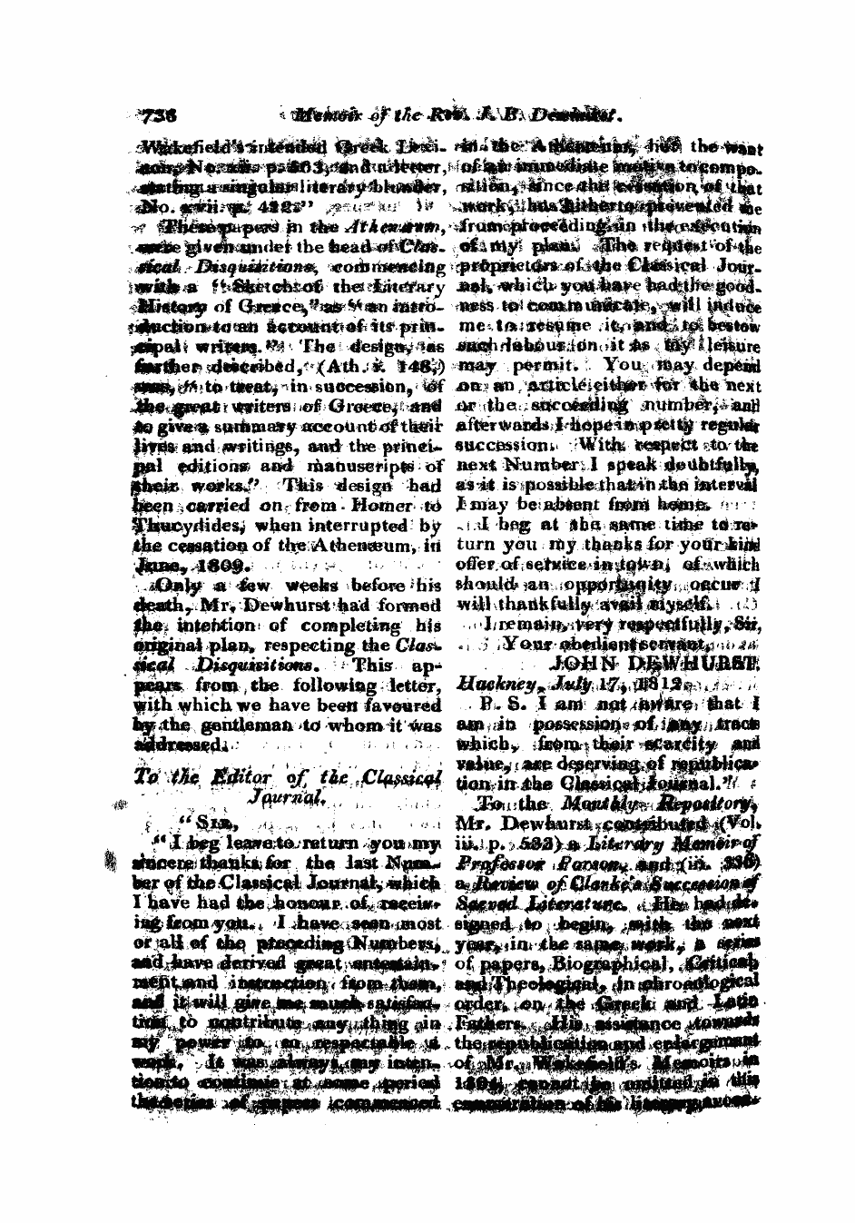 Monthly Repository (1806-1838) and Unitarian Chronicle (1832-1833): F Y, 1st edition - Untitled Article