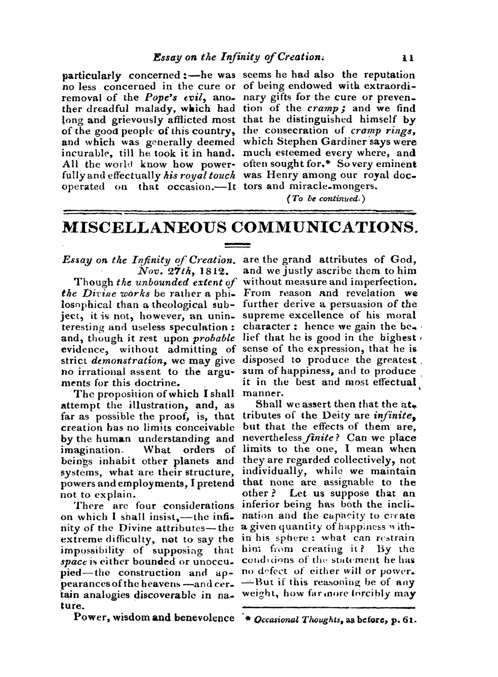 Monthly Repository (1806-1838) and Unitarian Chronicle (1832-1833): F Y, 1st edition: 11