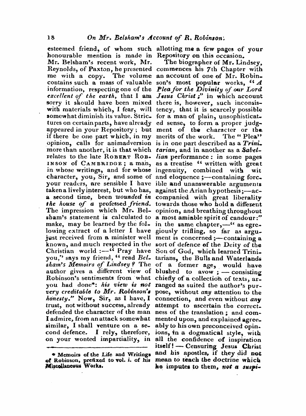 Monthly Repository (1806-1838) and Unitarian Chronicle (1832-1833): F Y, 1st edition - Untitled Article