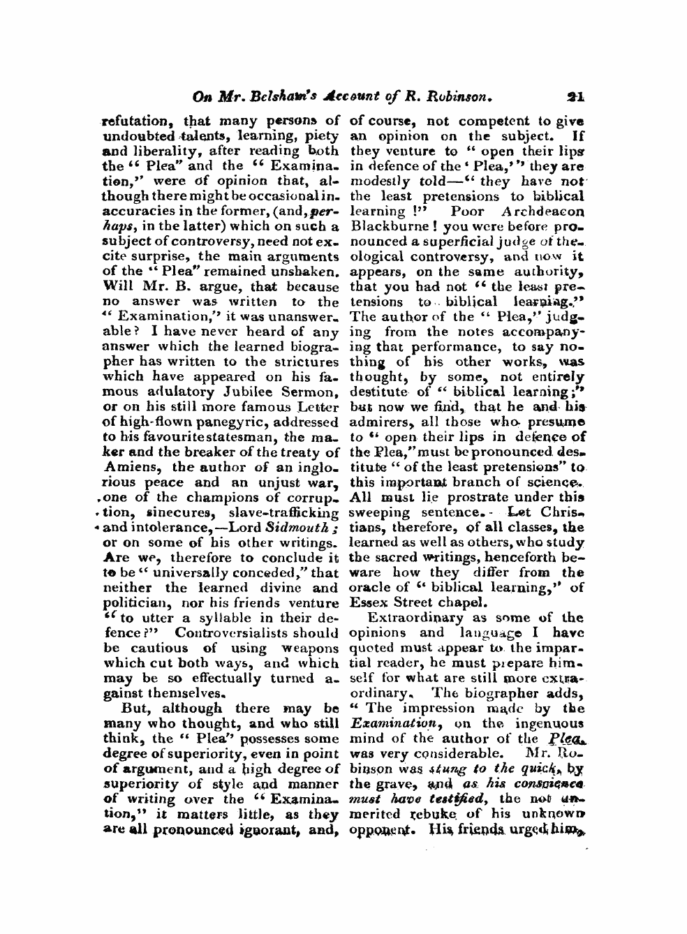 Monthly Repository (1806-1838) and Unitarian Chronicle (1832-1833): F Y, 1st edition - Untitled Article