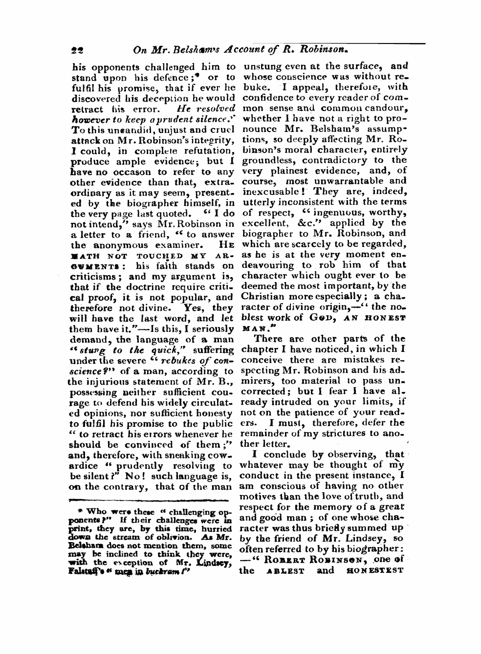 Monthly Repository (1806-1838) and Unitarian Chronicle (1832-1833): F Y, 1st edition - Untitled Article