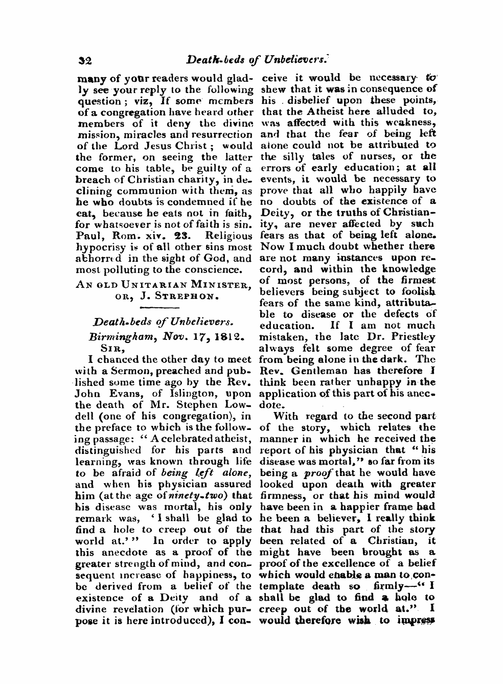 Monthly Repository (1806-1838) and Unitarian Chronicle (1832-1833): F Y, 1st edition - Untitled Article