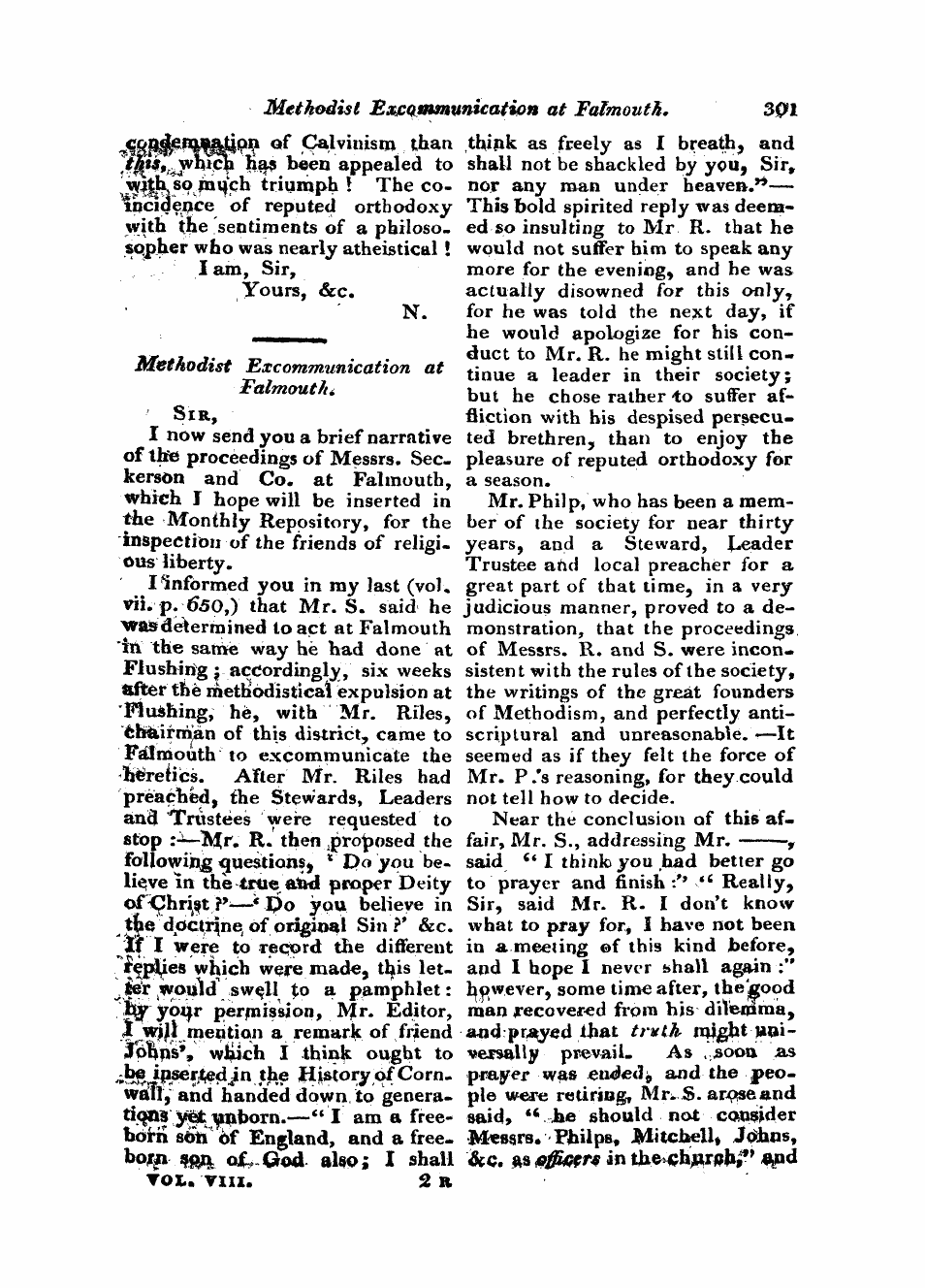 Monthly Repository (1806-1838) and Unitarian Chronicle (1832-1833): F Y, 1st edition - Untitled Article