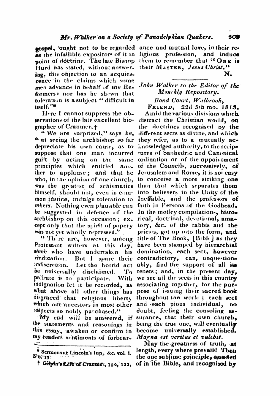 Monthly Repository (1806-1838) and Unitarian Chronicle (1832-1833): F Y, 1st edition - Untitled Article