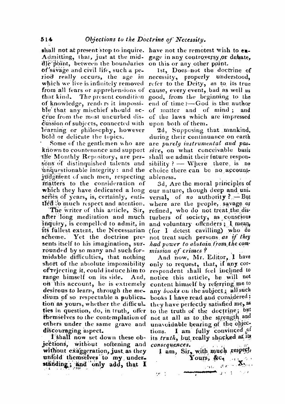 Monthly Repository (1806-1838) and Unitarian Chronicle (1832-1833): F Y, 1st edition - Untitled Article