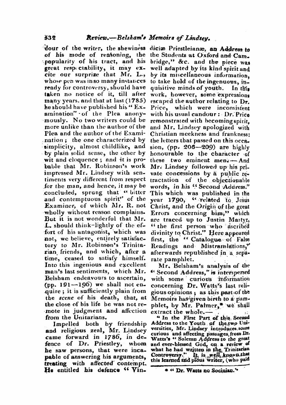 Monthly Repository (1806-1838) and Unitarian Chronicle (1832-1833): F Y, 1st edition - Untitled Article