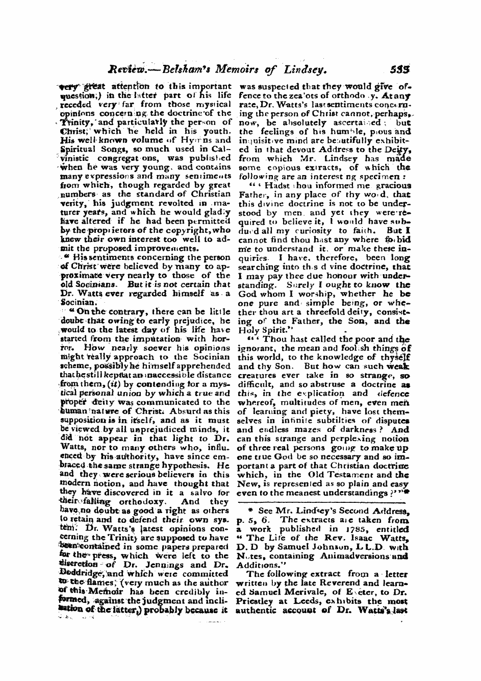 Monthly Repository (1806-1838) and Unitarian Chronicle (1832-1833): F Y, 1st edition - Untitled Article