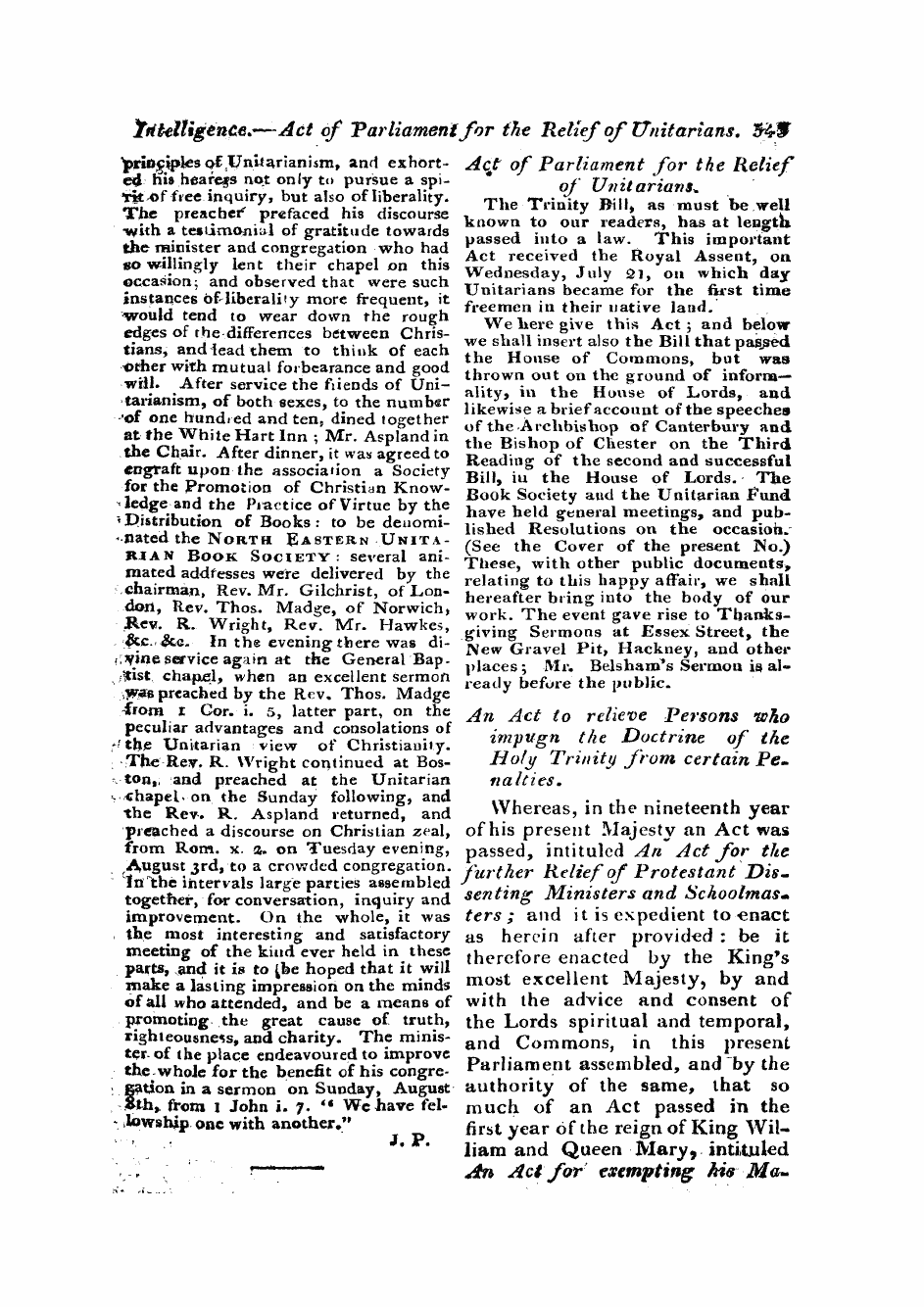 Monthly Repository (1806-1838) and Unitarian Chronicle (1832-1833): F Y, 1st edition - Untitled Article