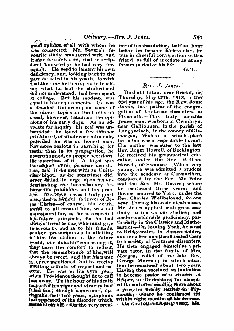 Monthly Repository (1806-1838) and Unitarian Chronicle (1832-1833): F Y, 1st edition: 63