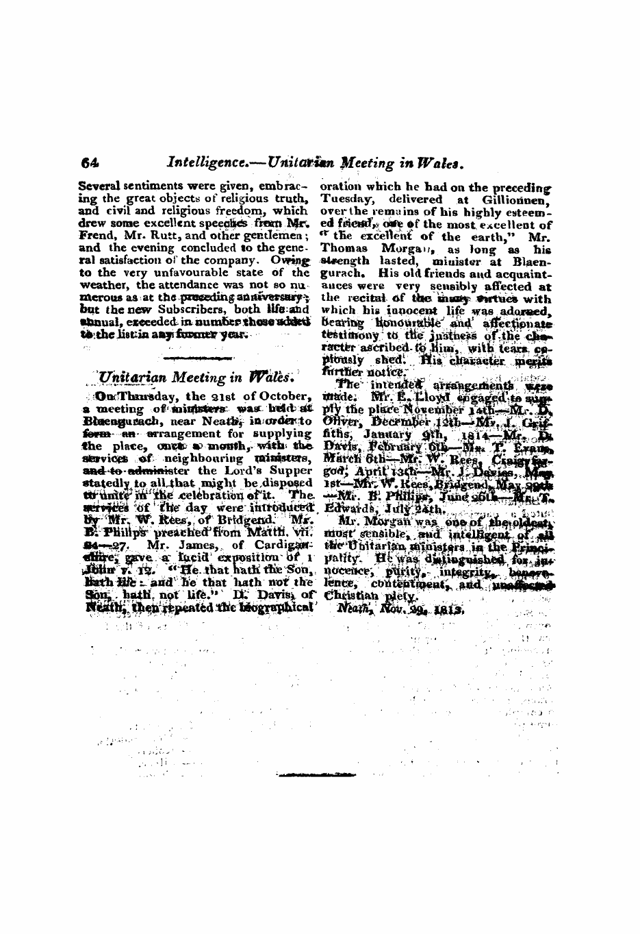 Monthly Repository (1806-1838) and Unitarian Chronicle (1832-1833): F Y, 1st edition: 64