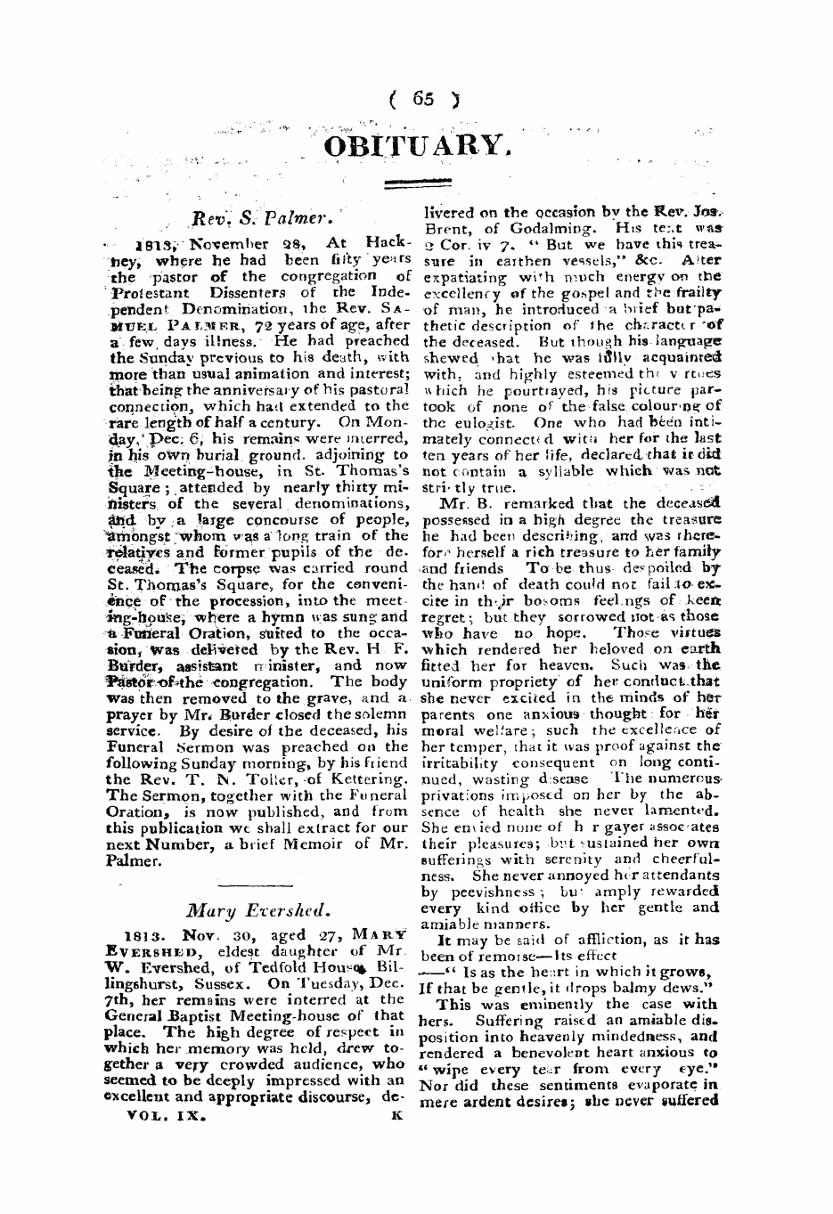 Monthly Repository (1806-1838) and Unitarian Chronicle (1832-1833): F Y, 1st edition - Untitled Article