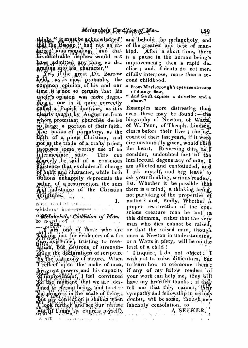 Monthly Repository (1806-1838) and Unitarian Chronicle (1832-1833): F Y, 1st edition - Untitled Article