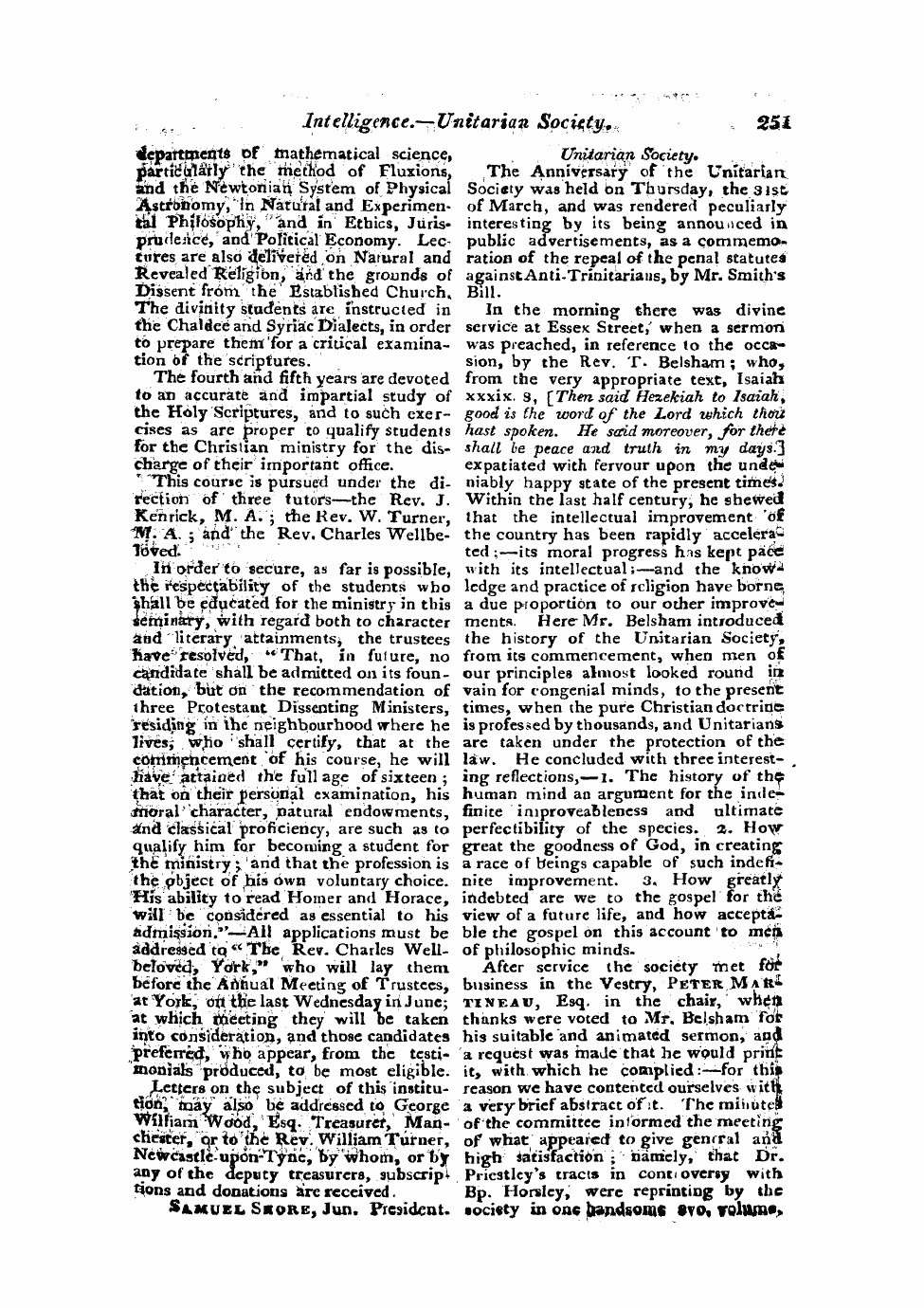 Monthly Repository (1806-1838) and Unitarian Chronicle (1832-1833): F Y, 1st edition - Untitled Article